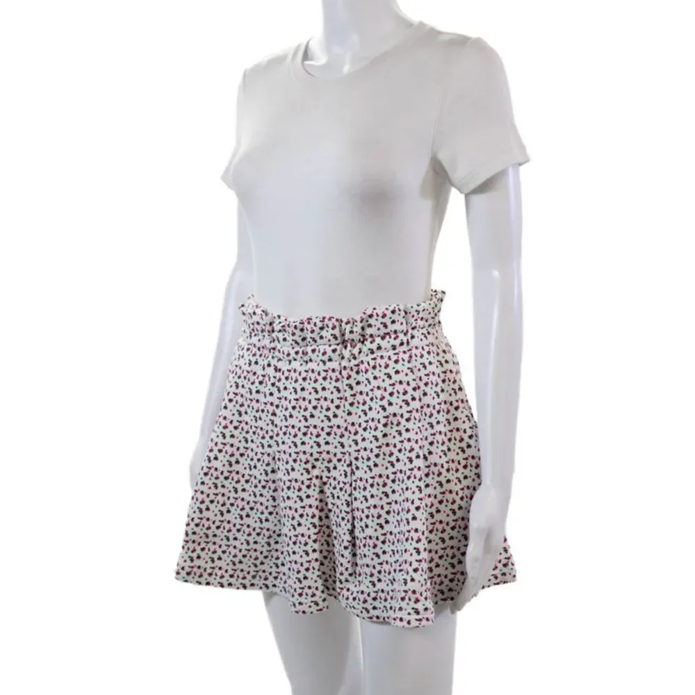 Something Navy Womens Cotton Floral Print Stretch Mini Skort White Size XS